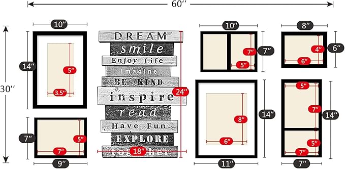 J.M.Deco 8 Pack Picture Frames for Wall Decor, Photo Frames Set with Glass Cover, Multi Picture Frames Decoration for Home Living Room, Bedroom, DIY Wall Dispaly, Black
