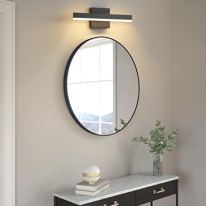 Black Bathroom Vanity Light 15.75 inch, 12W Dimmable 5CCT LED Modern Bathroom Light Fixture Over Mirror - ETL Certificated