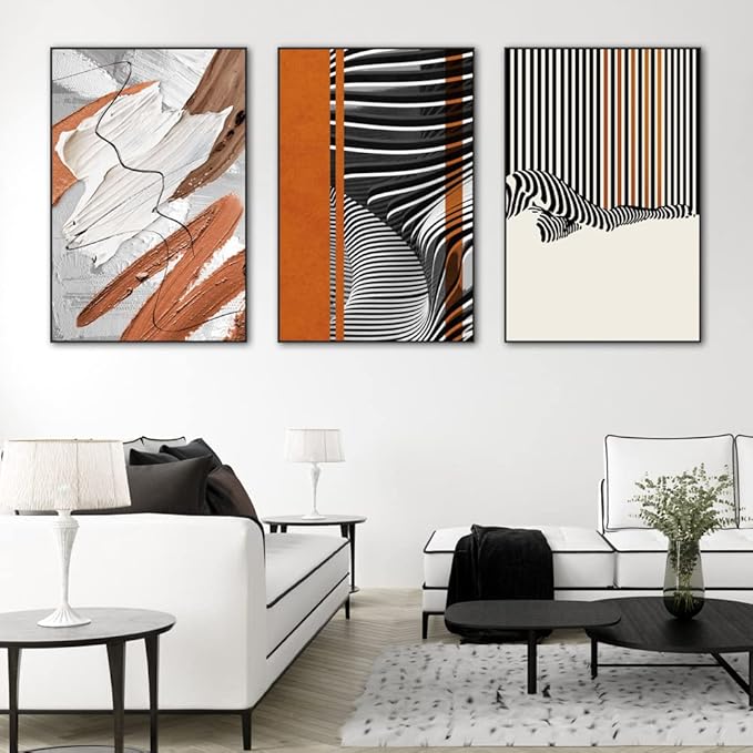 Canvas Wall Art Aesthetic Abstract Graffiti Large 32" X 24" Set of 3 Minimalist Wall Decor Modern Nature Art Posters Prints Frame Wall Art For Living Room Bedroom Bathroom Kitchen Office (Blue)