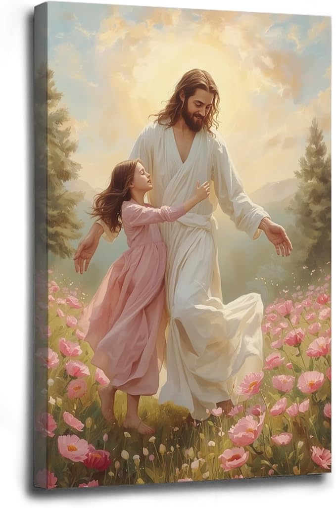 Christian Wall Art Print, Religious Scripture Biblical Decor, Faith-Based Inspirational Landscape with Cross, Digital Printed Canvas Poster for Church, Home Chapel, Prayer Room Decor