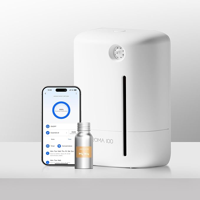 Waterless Diffuser for Essential Oil 2000sq.ft Coverage Nebulizer Nano Smart Air Freshener Diffusers Scent Aromatherapy Diffuser for Home Room Office with Oil
