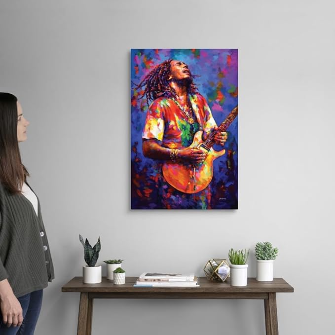 CANVAS ON DEMAND Bob Marley Canvas Wall Art Print by Leon Devenice, Figurative, Home Decor, Celebrity Artwork, 20" x30in