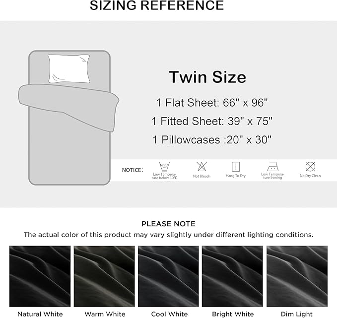 Talasily Linen Sheets- California King Size Sheets Set,Blend from Linen Cotton Bedsheets,All Seasons Soft Breathable 4 Piece Set-Dark Grey