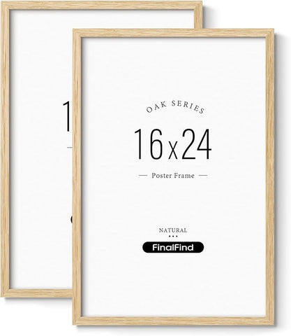 Minimalist 16x24 Frame, Natural Solid Oak Wood 16x24 Poster Frame, Lightweight for Wall Mounting(2 Pack, Oak)
