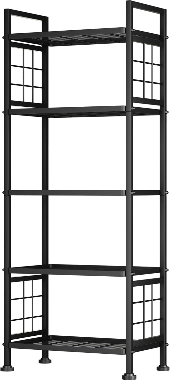 GIOTORENT 5-Tier Heavy Duty Garage Shelving Unit 750 lb Capacity, All-Carbon Steel Storage Rack for Laundry Room Organization, Kitchen Pantry Bathroom - Commercial Metal Shelves (Black)