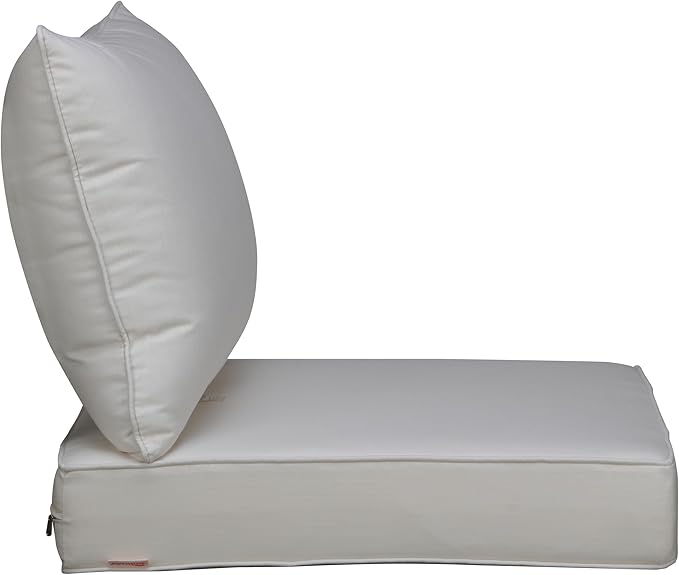 UIXE Outdoor Deep Seat Cushion Set with Slipcovers, Patio Furniture Cushions & Back Pillow, Sectional Sofa Bistro Chair Cushion - Beige, Set of 2