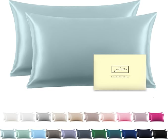 Silk Pillowcase for Hair and Skin, Soft, Breathable and Sliky Pillow Case, Both Sides Natural Mulberry Silk Pillowcases with Hidden Zipper (Standard Size 20"X 26")