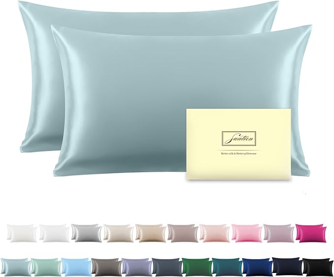 Silk Pillowcase for Hair and Skin,Soft,Breathable and Sliky 100% Silk Pillowcases King Set of 2,Both Sides Natural Mulberry Silk Pillow Cases with Hidden Zipper(King Size 20"X 36",2pcs)