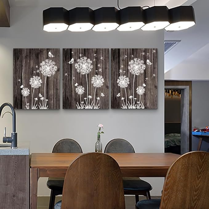 DZRWUBHS Canvas Wall Art For Living Room Large Wall Decor For Bedroom Office Wall Decorations Abstract Wood grain dandelion Wall Paintings Hang Pictures Artwork Kitchen Art Prints Room Home Decor