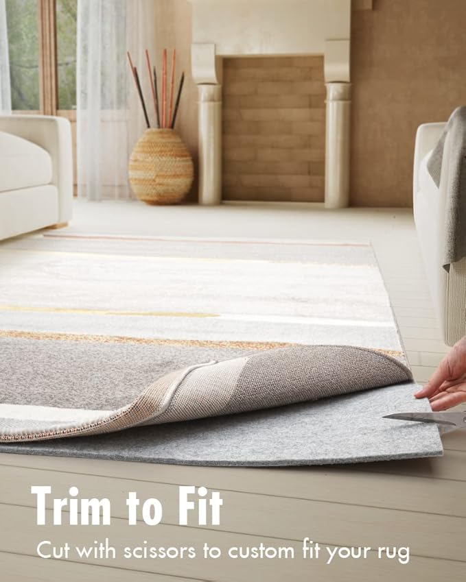 Non Slip Rug Pad Gripper - 2x3 Feet 1/8” Extra Thick Felt Under Rug for Area Rugs and Hardwood Floors,Super Cushioned Non Skid Carpet Padding