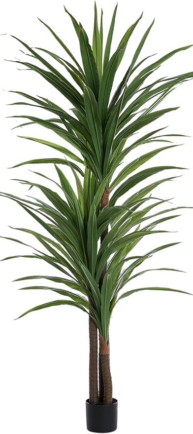 Dracaena Silk Plant Corn Stalk 6ft Tall Faux Plants Indoor Large Fake Plant Potted Yucca Tree Tropical Floor Plants Artificial Silk Palm Trees for Home Office Store Decor Housewarming Gift