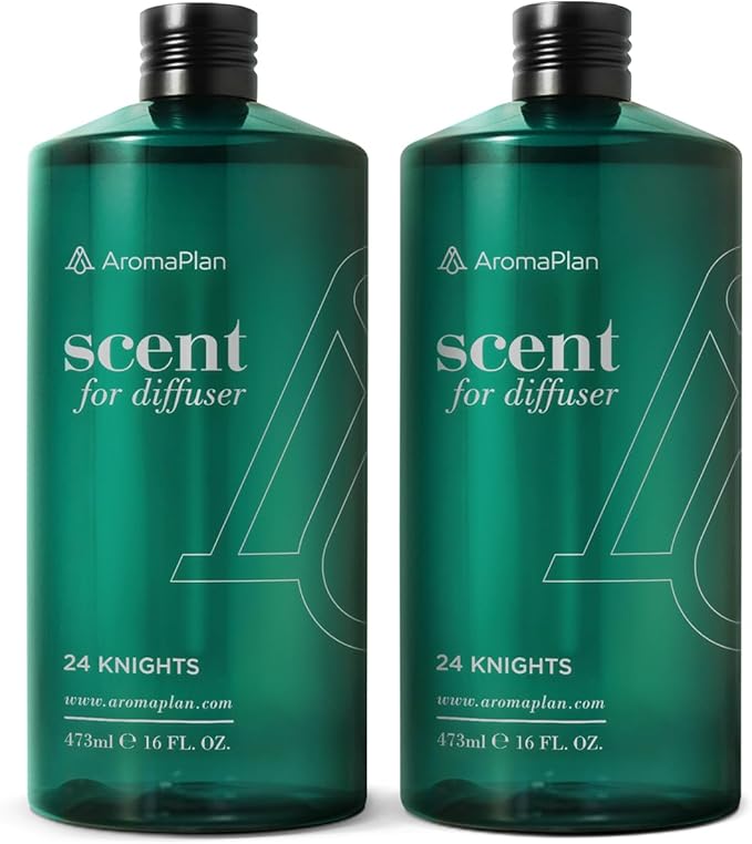 AromaPlan Hotel Scents 24 Knights 16 Fl Oz 2 Pack (946ml), Home Luxury Aroma & Hotel Fragrance Diffuser Oil- Hotel Diffuser Oil for Aromatherapy- USA Made, Bigger Bottle, Bolder Aroma & Longer Lasting