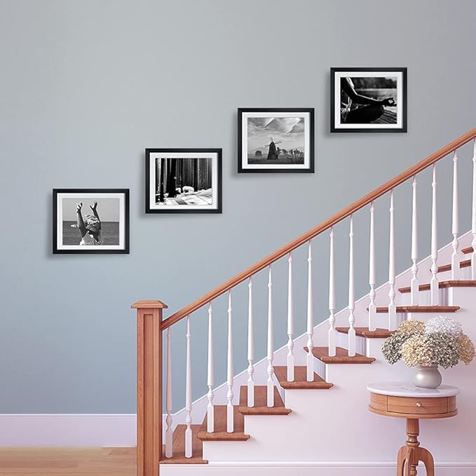 Giftgarden 12x18 Frame Set of 4, 17x23 Poster Frame Matted to Display 18x12 Picture with Mat, 23x17 Print Without Mat, Black