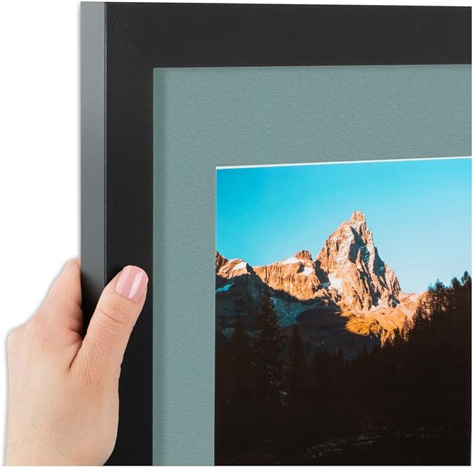 ArtToFrames Double-Multimat-106-818/89-FRBW26079 Collage Photo Frame Double Mat with 2-5x7 Openings and Satin Black Frame