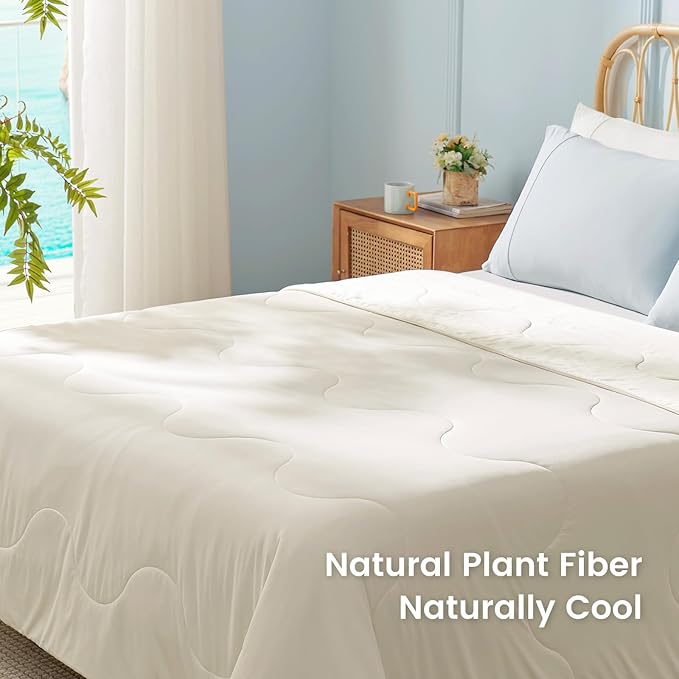 Snuggle Sac Cooling Comforter Twin Size, Breathable Cooling Blankets for Hot Sleepers and Night Sweats, Summer Comforters for Twin Size Bed, Soft Lightweight Blankets, 68x90 Inches, Snow Ivory