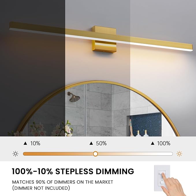 KAISITE Brushed Gold Vanity Light for Bathroom Above Mirror 39 inch LED 5CCT Bathroom Lighting Fixtures Dimmable Modern Bath Wall Light Fixture Over Mirror