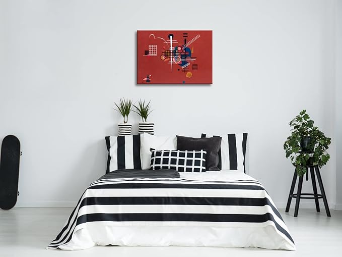 Wieco Art Canvas Prints Dull Red,1927 by Wassily Kandinsky Classic Abstract Art Famous Paintings Reproductions Canvas Wall Art for Living Room Home Decor Wall Decorations