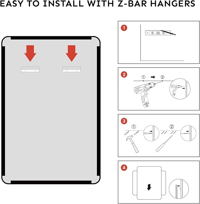 36x30 Bathroom Vanity Mirror for Wall, Aluminum Framed, Farmhouse Rectangle, Anti-Rust, HD Reflection Anti-Desilvering, Distortion Free, Tempered and Shatter-Proof Wall Mounted Mirror, Black