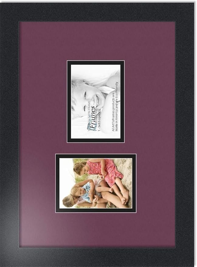 ArtToFrames Double-Multimat-751-815/89-FRBW26079 Collage Photo Frame Double Mat with 2-3.5x5 Openings and Satin Black Frame