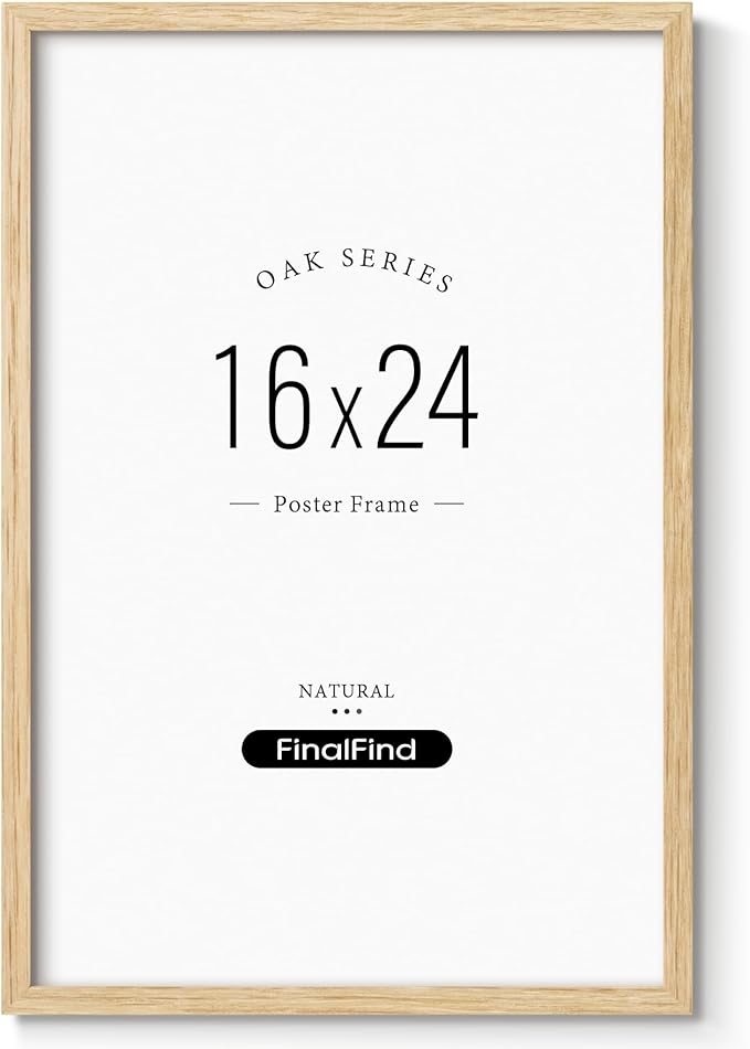 Minimalist 16x24 Frame, Natural Solid Oak Wood 16x24 Poster Frame, Lightweight for Wall Mounting(Single, Oak)