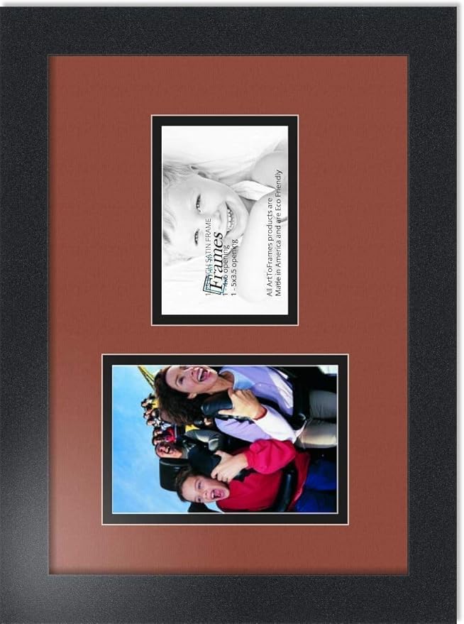 ArtToFrames Collage Photo Frame Double Mat with 1 - 3.5x5^ 4x6 Openings and Satin Black Frame