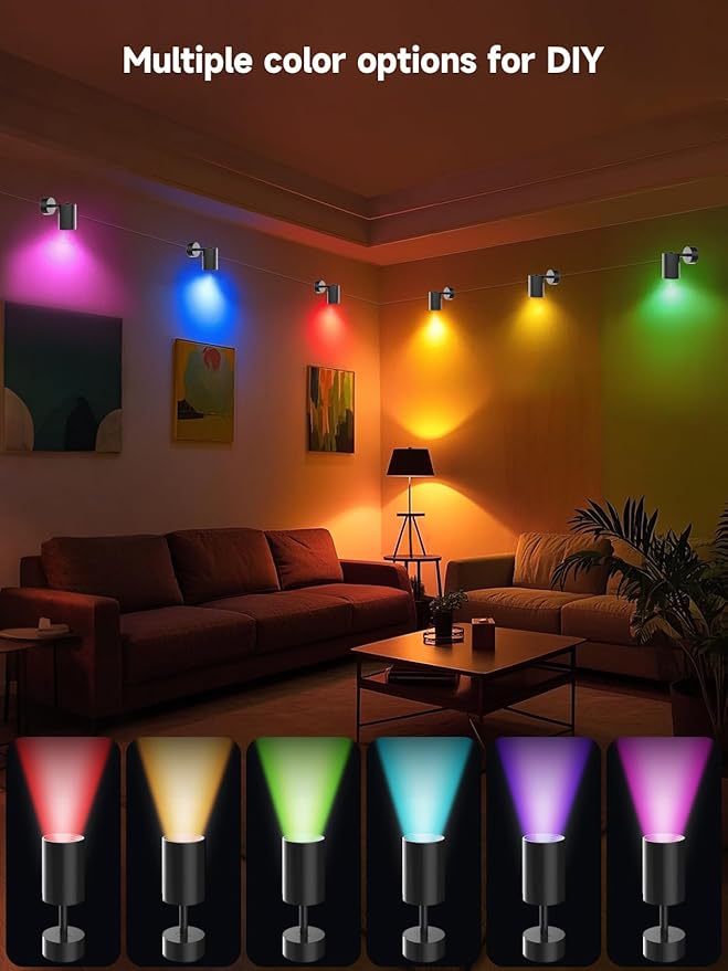 RGB Color Changing Spotlights - 16 Million Colors, App & Remote Control, Dimmable LED Downlights for Home Mood Lighting