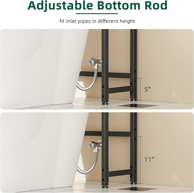 OTK Over-The-Toilet Storage, 3 Tier Bathroom Organizer Shelf, Freestanding Space Saver with Toilet Paper Holder, Multifunctional Over The Toilet Rack, Black