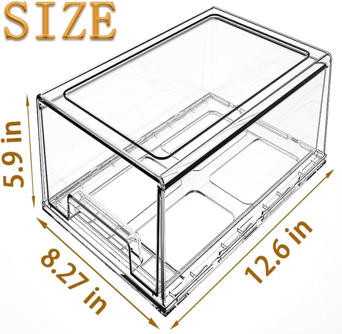 clear Drawer-Type Plastic Storage Box Bins Organizer，Family First Aid Kits Medicine cabinet Box Organizer,Closet ，Shelf，Ointments, Adhesive Bandages，Cosmetics,Office Items (clear, 2L Extra Large)