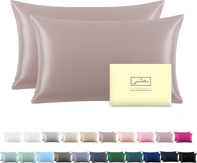 Silk Pillowcase for Hair and Skin,Soft,Breathable and Sliky 100% Silk Pillowcases King Set of 2,Both Sides Natural Mulberry Silk Pillow Cases with Hidden Zipper(King Size 20"X 36",2pcs)