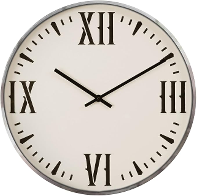 20 Inch Retro Decorative Wall Clocks, Silent Non-Ticking Battery Operated White Vintage Clock with Large Numbers, Easy to Read Kitchen Living Room, Bathroom and Office,Beige