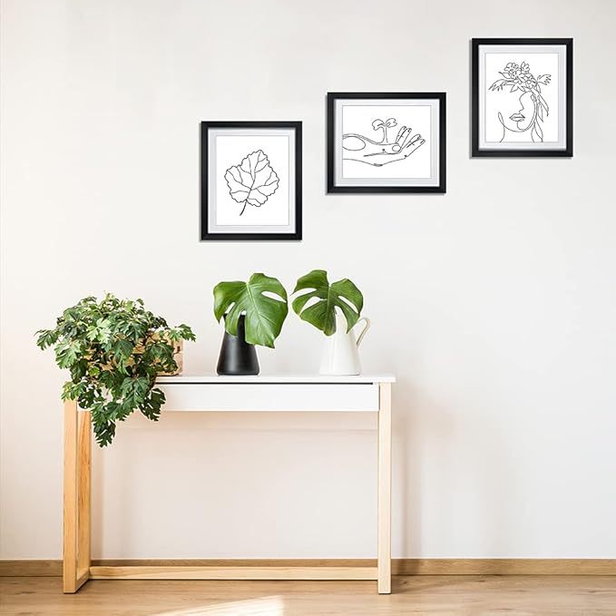 Giftgarden 12x18 Frame Set of 4, 17x23 Poster Frame Matted to Display 18x12 Picture with Mat, 23x17 Print Without Mat, Black