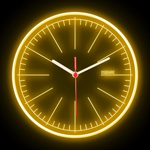 25ck1491 OSQUARE Home Decor Shop Living Room Man Cave Garage Illuminated Designer Wall Clock Flexible Flex Neon Clock 7 Colors 10" (Yellow)