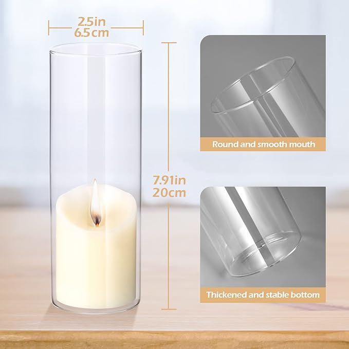 24 Pcs 8 Inch Tall Glass Vases Bulk Clear Cylinder Flower Vases Transparent Candle Holder Bulk Wedding Table Centerpieces Decoration for Banquet Dinners Party Event
