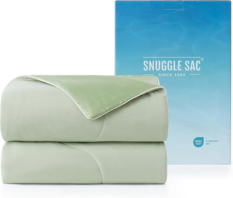 Snuggle Sac Cooling Comforter King Size, Breathable Cooling Blankets for Hot Sleepers and Night Sweats, Soft Lightweight King Size Blankets, 106x90 Inches, Sage Green