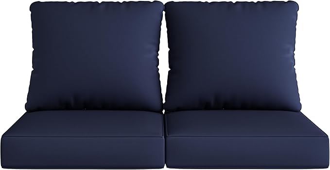 UIXE 24.5" Deep Seat Outdoor Cushion Set with Back Pillows, Patio Furniture Cushions, Sectional Sofa Bistro Chair Cushion - Navy, Set of 6