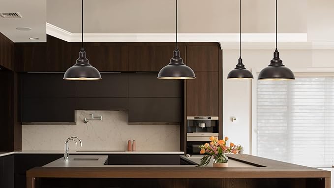 3-Pack Farmhouse Pendant Light Adjustable Pendant Lighting for Kitchen Island Industrial Hanging Barn Pendant Lights Over Island Sink Light Fixtures