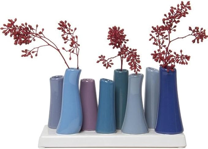 Chive - Pooley 2, Ceramic Flower Vase, 8-Tube Shape (Cobalt)