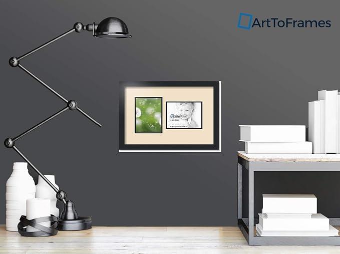 ArtToFrames Collage Photo Frame Double Mat with 2 - 6x8 Openings and Satin Black Frame