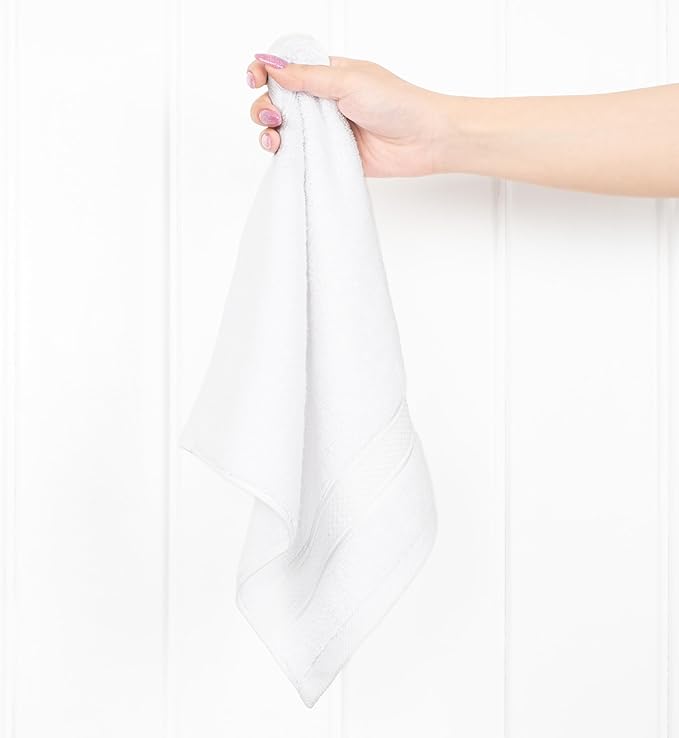 American Soft Linen Salem Washcloth Sets, 4 Piece Luxury 600 GSM 100% Cotton Washcloths for Bathroom, 13x13 inches Washrags Premium Quality Hand Face Towels, White