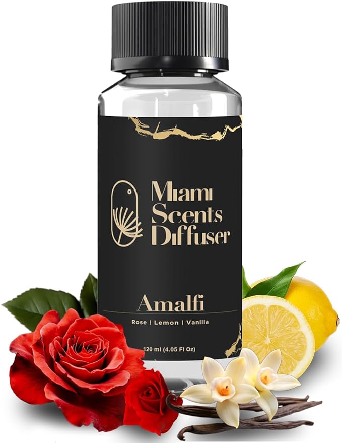 Amalfi Scent Inspired by One & Only Royal Dubai Hotel 4 Fl Oz - 120 ml Essential Oils Aroma for Home Office Business Diffuser Luxury Fragance Refill Aromatherapy Fresh Blend of Rose Vanilla and Lemon.