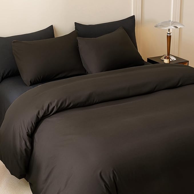 Wellboo Brown Comforter Sets Twin Solid Dark Color Bedding Set Women Men Mocha Coffee Quilts Adults Boys Deep Brownness Comforter Soft Modern Chestnut Blankets Durable Plain Brown Bedding Farmhouse
