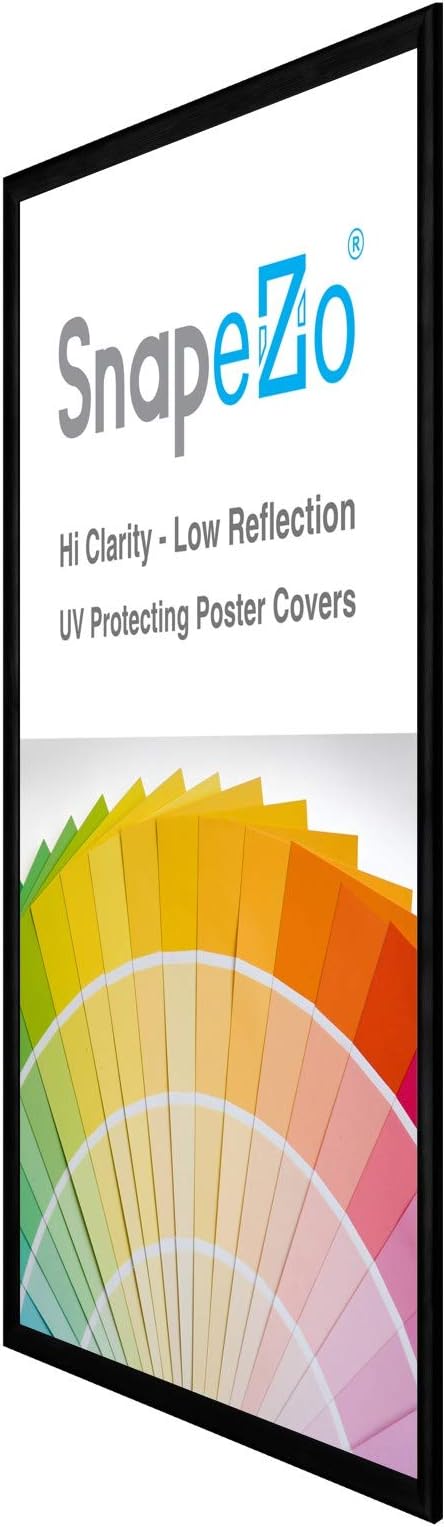 SnapeZo Brushed Black Poster Frame 24x36 Inches, 1 Inch Aluminum Profile, Front-Loading Snap Frame, Wall Mounting, Sleek Series