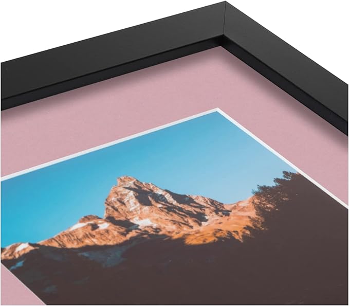 ArtToFrames Collage Photo Frame Double Mat with 2-5x7 inch Openings with Black Frame and Seashell Top Mat