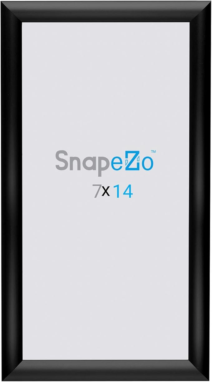 SnapeZo Poster Frame 7x14 Inches, Black 1 Inch Aluminum Profile, Front-Loading Snap Frame, Wall Mounting, Sleek Series