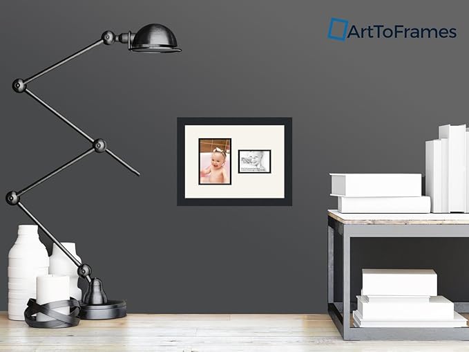 ArtToFrames Collage Photo Frame Double Mat with 1-3.5x5, 5x7 Openings and Satin Black Frame