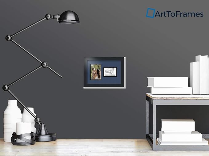 ArtToFrames Collage Photo Frame Double Mat with 1 - 3.5x5^ 4x6 Openings and Satin Black Frame