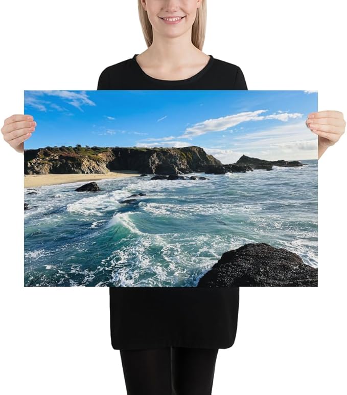 Bodega Bay Coastal Poster – Ocean Photography Wall Art Print – California Nature Landscape – Horizontal Seascape Decor – Picture for Living Room or Bedroom (20x30 inches) - Unframed Poster