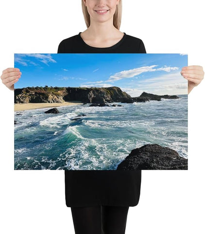 Bodega Bay Coastal Poster – Ocean Photography Wall Art Print – California Nature Landscape – Horizontal Seascape Decor – Picture for Living Room or Bedroom (20x30 inches) - Unframed Poster