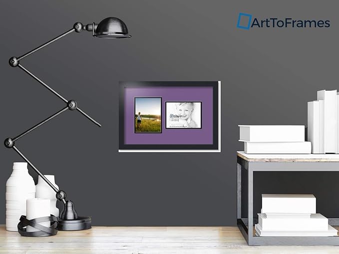 ArtToFrames Collage Photo Frame Double Mat with 2 - 6x8 Openings and Satin Black Frame