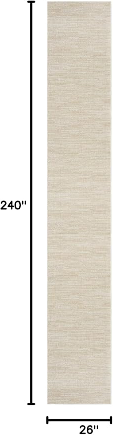 Nourison Home Essentials Indoor/Outdoor Ivory Beige 2'2" x 20 Area Rug, Easy Cleaning, Non Shedding, Bed Room, Living Room, Dining Room, Backyard, Deck, Patio (2x20)